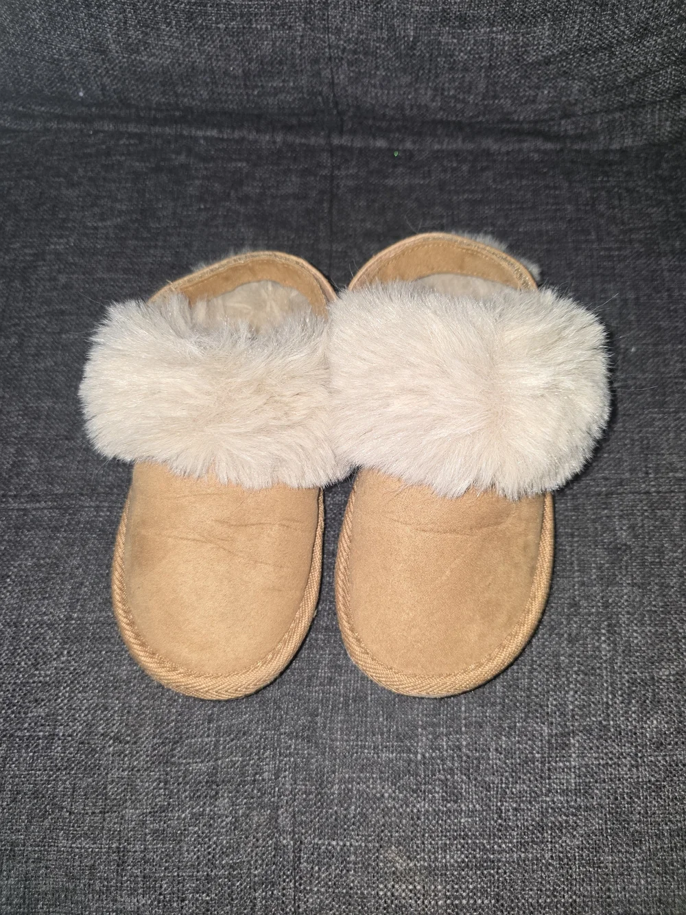 Toddler Cozy Faux Fur Lined Tan Slippers